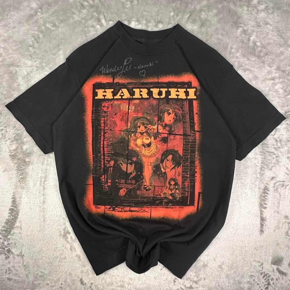 Vintage 2006 "The Melancholy of Haruhi Suzumiya" Black Graphic T-shirt Size M